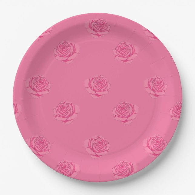 Pink roses pappteller (Vorderseite)