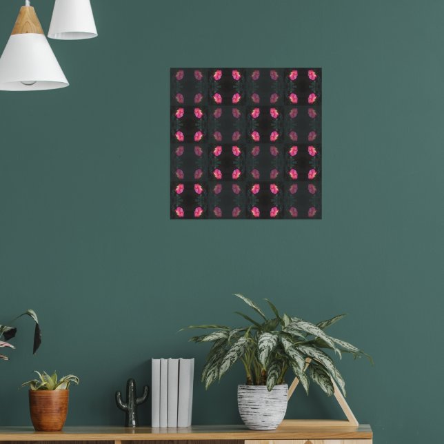Pink Roses Pattern Poster (Wohnzimmer 1)
