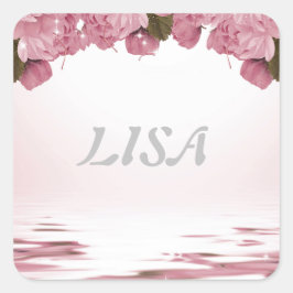 PINK ROSES QUADRATISCHER AUFKLEBER