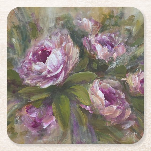Pink Roses Rechteckiger Pappuntersetzer (Vorderseite)