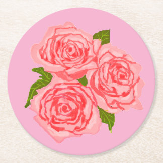 Pink roses runder pappuntersetzer