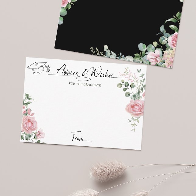 Pink Roses Script Advice And Wishes Graduation Begleitkarte (Von Creator hochgeladen)