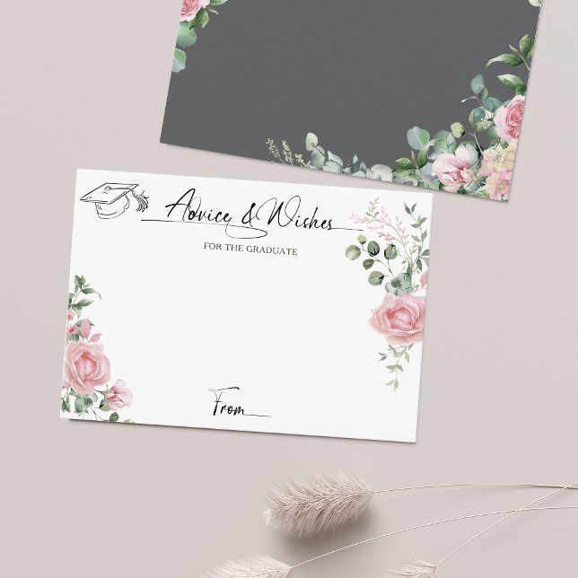 Pink Roses Script Advice And Wishes Graduation Begleitkarte (Von Creator hochgeladen)
