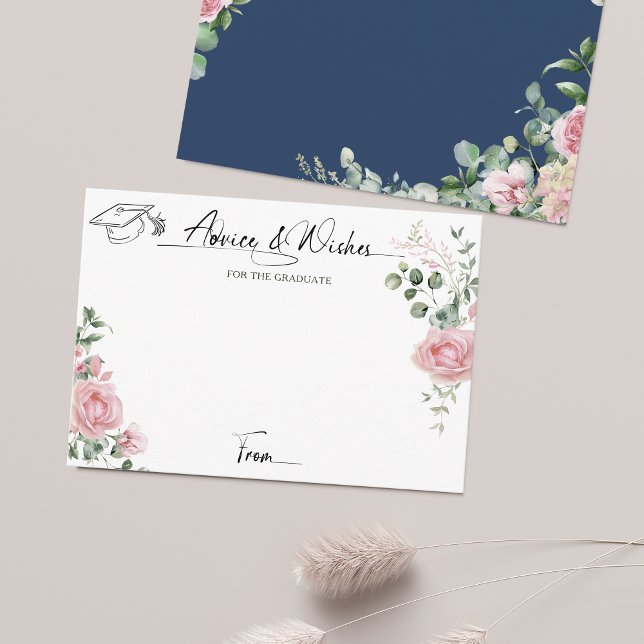 Pink Roses Script Advice And Wishes Graduation Begleitkarte (Von Creator hochgeladen)