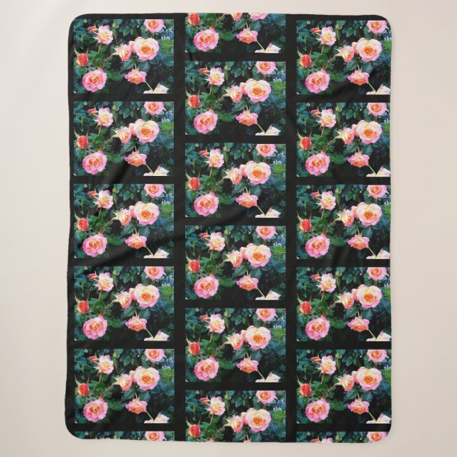 PINK ROSES SHERPA BLANKET SHERPADECKE (Vorderseite)