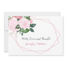 Pink Roses und Greenery Geometric Flat Vielen Dank