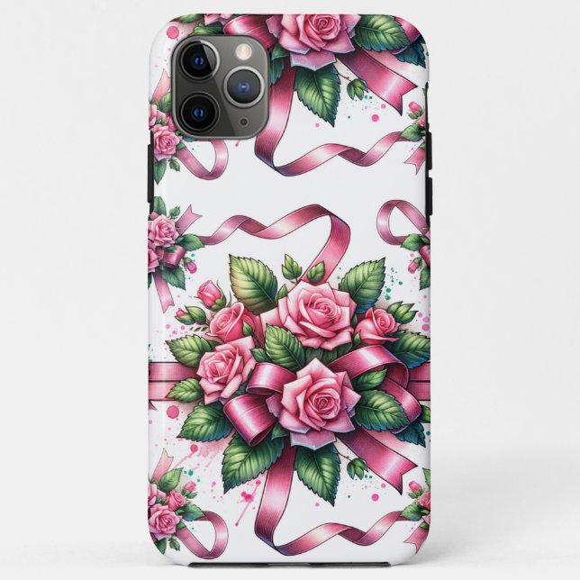 Pink Roses und Ribbons Handy Case (Rückseite)