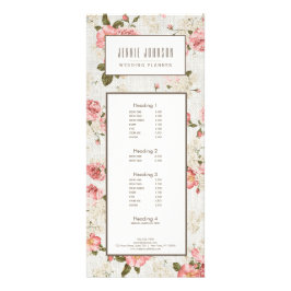Pink Roses Vintages Blumenmuster Business Werbekarte