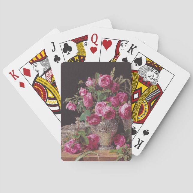 Pink Roses (von Ferdinand Georg Waldmüller) Spielkarten (Rückseite)