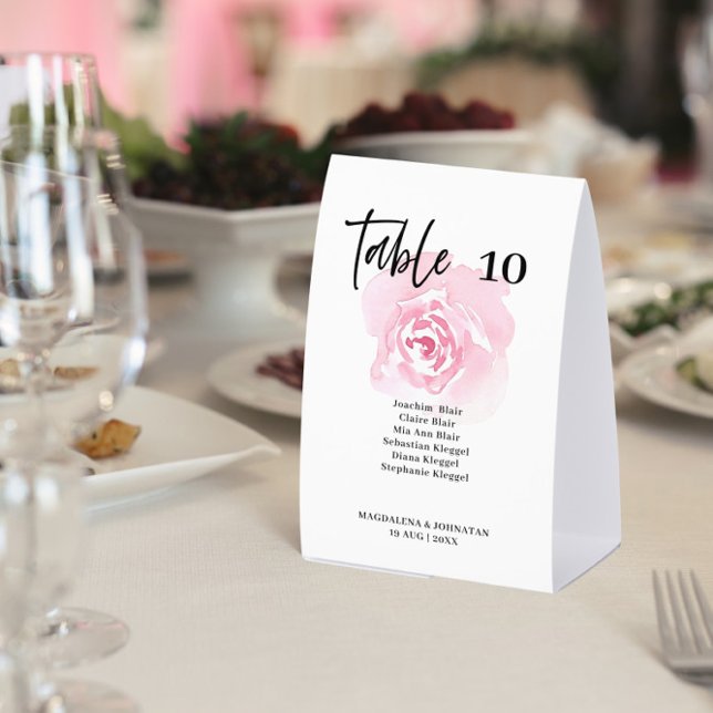 Pink Roses Wedding Table Number  Tischaufsteller (Von Creator hochgeladen)