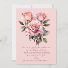 Pink Roses Wedding Vielen Dank Dankeskarte