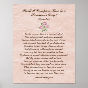 Pink Roses, William Shakespeare Liebe Poster