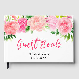 Pink Roses with Foliage Wedding Gästebuch