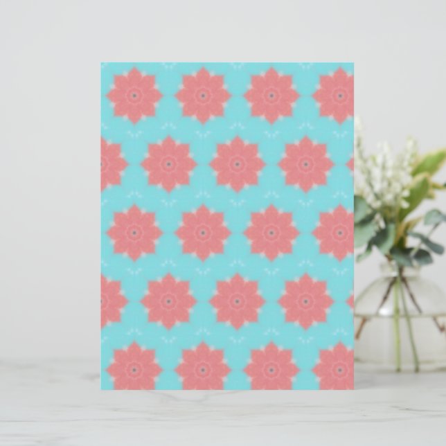 Pink Rosettes on Blue Scrapbook Paper (Stehend Vorderseite)