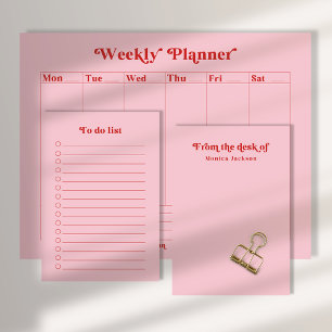 Pink   Rot, Retro-Look ganz einfach vom Schreibtis Post-it Klebezettel