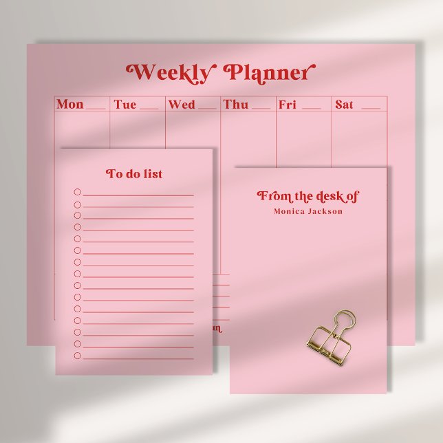 Pink | Rot, Retro-Look ganz einfach vom Schreibtis Post-it Klebezettel (Von Creator hochgeladen)