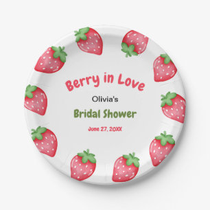 Pink & Rot Strawberry Berry in Love Brautparty  Pappteller