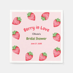 Pink & Rot Strawberry Berry in Love Brautparty  Serviette