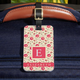 Pink-rote Blume mit blassgelbem Blumenmotiv Gepäckanhänger