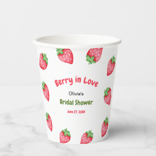 Pink & rote Erdbeere Berry in Love Brautparty Pappbecher