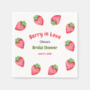 Pink & rote Erdbeeren Berry in Love Brautparty  Serviette
