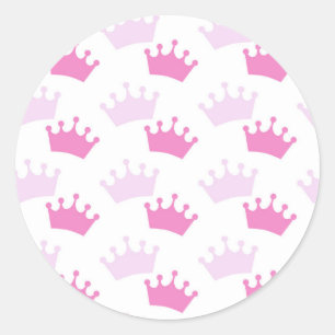 Pink Royal Crowns Fairytale Princess Baby Dusche Runder Aufkleber