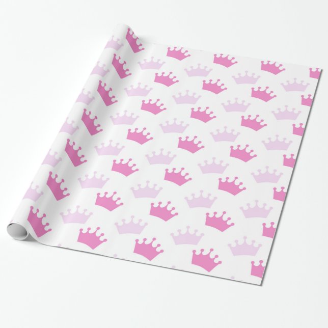 Pink Royal Crowns Fairytale Princess Party Geschenkpapier (Ungerollt)