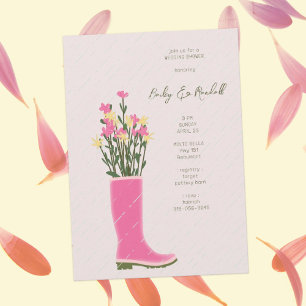 Pink Rubber Boot Vase Wildblume Brautparty Einladung