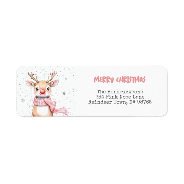 Pink Rudolph Rentier Weihnachtsfeiertage Rücksende (Vorne)