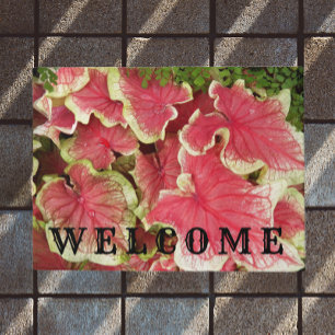 Pink Ruffled Caladium Blätter Floral Willkommen Fußmatte