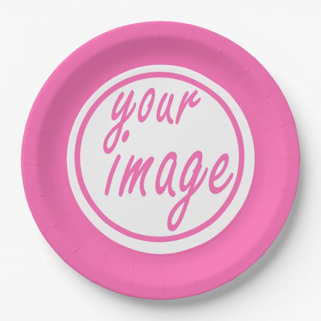 Pink Rund anpassbare Bildvorlage Pappteller (Vorderseite)
