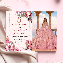 Pink Rustic Boho Western Charra Theme Quinceanera Save The Date