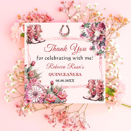 Pink Rustic Boho Western Charra Theme Quinceanera Serviette