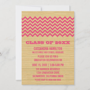 Pink Rustic Chevron Invitation de diplôme