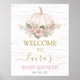 Pink Rustic Pumpkin Baby Dusche Begrüßungszeichen Poster