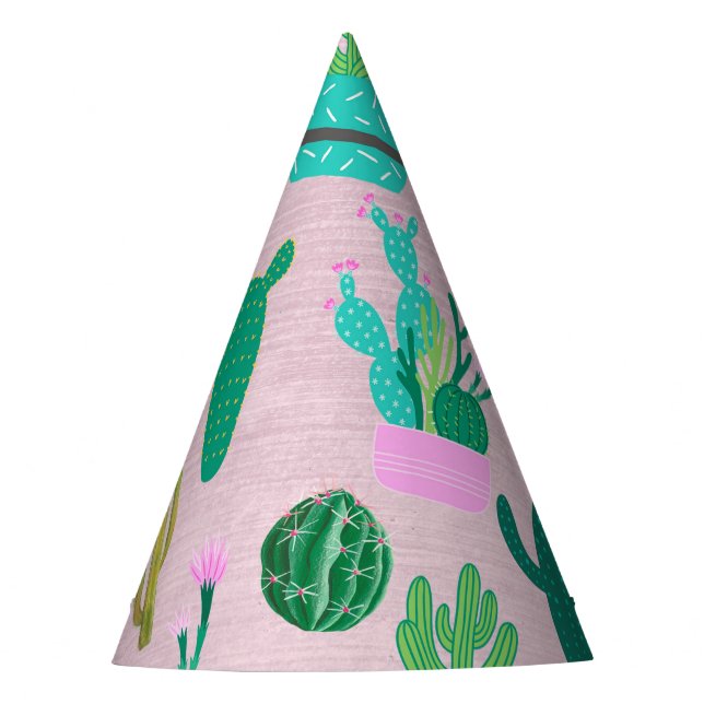 Pink Rustic Southwestern Cacti Cactus Pflanze Partyhütchen (Vorderseite)