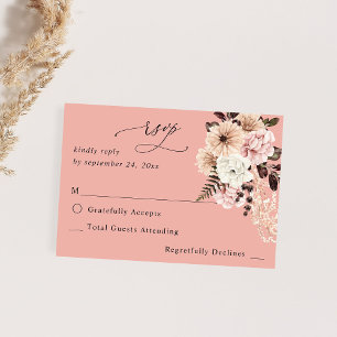 Pink Rustikal, ohne UAWG - PK RSVP Karte