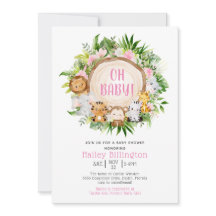Pink Safari Jungle Oh Baby Watercolor Babydusche
