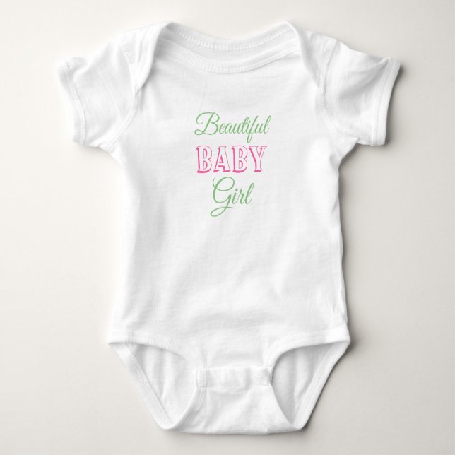 Pink Sage Green Beautiful Baby Girl Baby Strampler (Vorderseite)