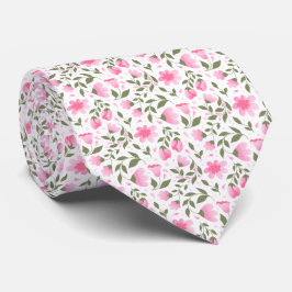 Pink & Sage Green Floral Muster  Krawatte