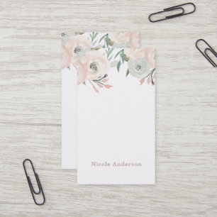 Pink & Sage Mint Grün Modern Floral Chic Elegant Visitenkarte