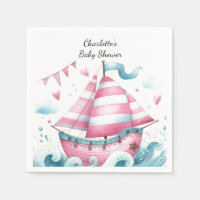 Pink Sailboat Nautical Baby Dusche Papier Napkins