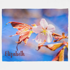 Pink Sakura Blume Blue Sky Fleecedecke