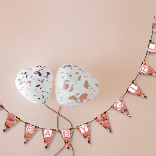 Pink Salmon Heirloom Rose Floral Patten Baby Girl Wimpelkette