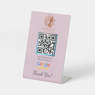 Pink Salon Google Review Counter Stand Template Sockelschild