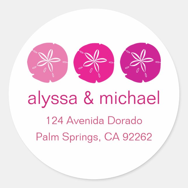 Pink Sand Dollar Address Labels Runder Aufkleber (Vorderseite)