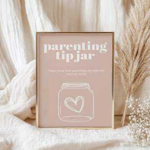 Pink Sandstone Typografy Baby Parenting Tip Jar Poster