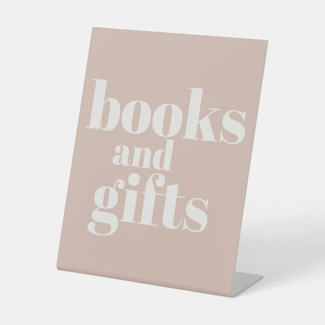 Pink Sandstone Typography Baby Shower Books Gifts Sockelschild (Vorderseite)