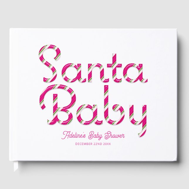 Pink Santa Baby Christmas Baby Showbook Gästebuch (Vorderseite)