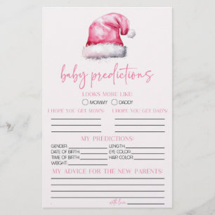 Pink Santa Baby Dusche Vorhersagen Aktivität Briefpapier